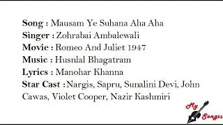 Mausam Ye Suhana Aha Aha, Movie :  Romeo And Juliet 1947