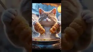 Busan Fish Cake Skewers       #CookingCat #ChefKitten #PixarStyle #CuteCat