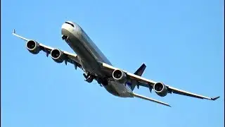LUFTHANSA New York JFK-Munich (MUC) LH 411 Airbus 340 quad jet departs JFK airport