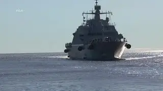 USS Minneapolis-Saint Paul arrives in Duluth Harbor to be commissioned
