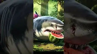 A shark 🦈 eat watermelon 🍉#crocodile #snakeeat #animals #shark