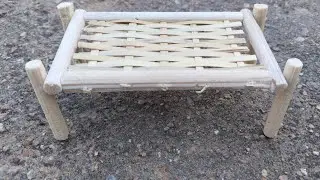 🔥 Amazing Mini Charpai Craft | Tiny Wooden Bed Model | Handmade Woven Cot | Village DIY Art