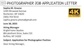 How To Write Photographer Job Application Letter with Sample | Writing Tutorials