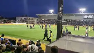 Newport fans at Full Time v Wrexham home