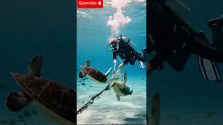 Heartwarming Moment: Old Man Saves Turtle from Ocean Danger #rescue #ytshorts #shortfeeds #oldman