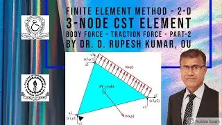 FEM-12|Finite Element Method|2D 3Node CST Element| Stiffness Matrix|Body Force-Traction Force Vector