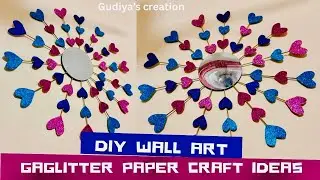 Homemade Glitter Heart Mirror Craft ❤️ | Easy&Budget Friendly Wall Hanging Tutorial #diy #homedecor