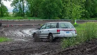 1991 Subaru Legacy Wagon steering from the rear at Rallycross
