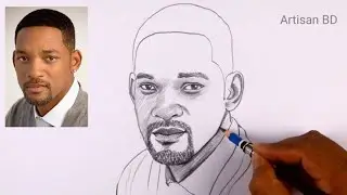 Realistic Face Demonstration Will Smith Portrait Pencil Sketch for Beginners #willsmith