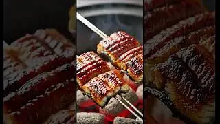Grilling unagi, the traditional way. 🍢🔥 #ai #aivideo #unagi #eel #grill