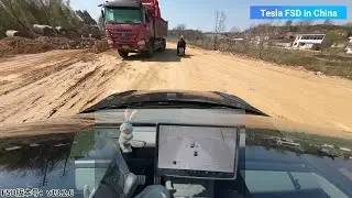 Can Tesla FSD's pure vision system handle driving on construction dirt roads. | Tesla FSD in China