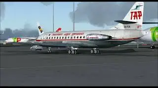 SE 210 CARAVELLE TAP TRANSPORTES AÉREOS PORTUGUESES TAKE OFF FROM LISBOA INTL AIRPORT FS9 HD