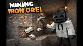 playing mincraft and doing mining iron ore