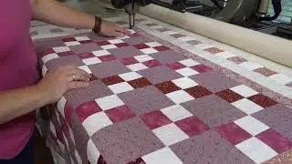 Quilting Continuous Curve on Two Different Sized Squares in the Same Quilt