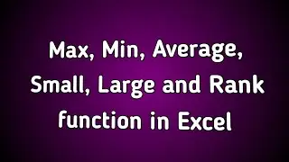 Statistical functions | Max | Min | Average | Small | Large | Rank