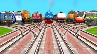 9 CRAZY Train Crossings By Bumpy Forked Railroad Tracks in BeamNG Drive Gameplay || train simulator