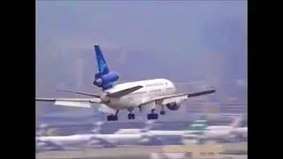 Garuda Indonesia McDonnell-Douglas DC-10-30 land at Hong Kong Kai-Tak International Airport in 1997