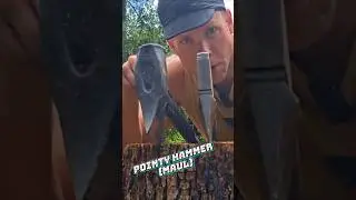 Chopping tree with a pointy Hammer #axe #choppingwood #splittingwood #firewood #homestead #wood
