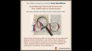 Paul Needham talk in the RBML, 10/23/25 - 