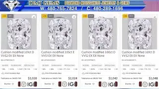 4 vi&ecirc;n IGI Shape Cushion Modified Color D-Clarity VVS2 -Carat 3CT DMJ-GEMS H&agrave;ng Giờ DEC/7//25