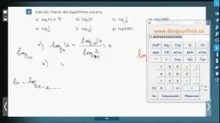 Secondaire 5 NS Québec: Calcule de logarithme, chagement de base. Exercice 3 page 184.