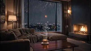 Rainy City Night Jazz 🌧️ Cozy Fireplace Lofi Jazz for Focus, Relax & Stress Relief (LIVE)
