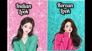 Indian girl vs korean girl look #korea #korean #indian #fashion #makeup #bts #love #video #explore 
