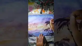 POV You Just Learned to Paint Beaches Like This #watercolors #tutorial #satisfying