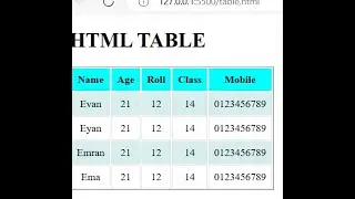 HTML TABLE TAG