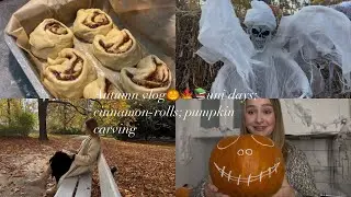 Autumn vlog🎃🥧📚🍁uni days; cinnamon-rolls; pumpkin carving