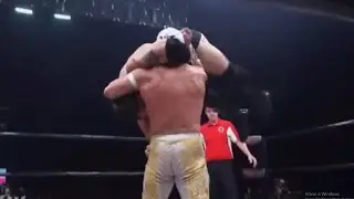 Mistico's Brainbuster to Austin Aries