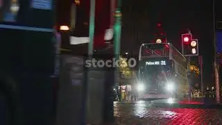 Bus At Traffic Lights, North Bridge, Edinburgh, Scotland, UK