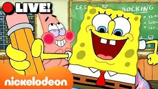 🔴 LIVE: Bikini Bottom Back to School MARATHON! ✏️ | SpongeBob | Nicktoons