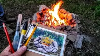 Paint a Campfire with Mixed Media  (without getting burned).