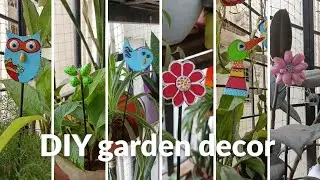 6 diy garden decor  ideas | plant stakes using  cardboard | diy craft ideas | best out of waste