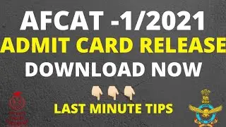 AFCAT Admit Card 2021 || AFCAT-1/2021 Admit Card || Download link in Description