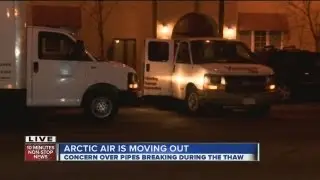 Pipe burst spills water into apartments