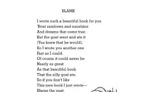 BLAME.   A Poem by Shel Silverstein. A Light in the Attic Read Aloud.