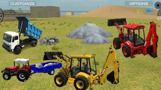 🛑 JCB, JHONDEER //EICHER TROCK UPLOADING, STONE TROLLEY 3D GAME PLAY ( Gadi wala games)