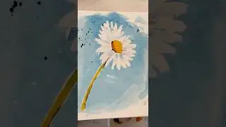 Daisy for Day 5 of March Watercolor Challenge #colorsofspring