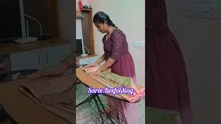 Saree box folding dm:9345993695#saree #prepleating #class #shorts #tutorial #beginners #boxfolding