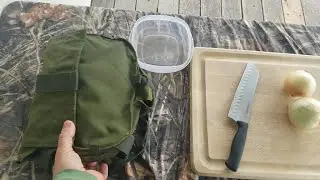Cutting Onions While Wearing Gas Mask