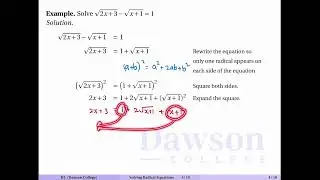 12 Solving Radical Equations (please read the description for an erratum)