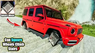 Могут ли квадратные колёса подниматься по лестнице? | BeamNG.Drive - FK Metaverse - #car