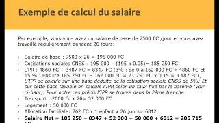 Calcul du salaire en RDC en 2020