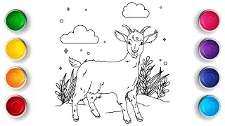 Drawing and Painting a Goat Farm Animals | Coloring for Kids with Animals