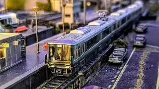 JR EMUs 223 series, dramatic lighting colorful compositions. N scale. Short video. 