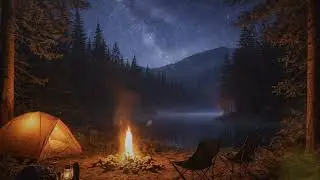 Night Camping Ambience 🔥 Quiet Campfire & Forest Sounds for Sleep