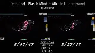 osu! - Plastic Mind ~ Alice in Underground [Extra Stage] Nomod vs HD Comparison