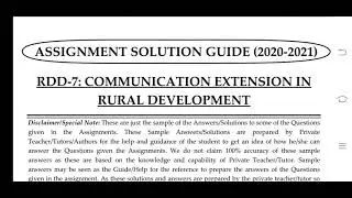 RDD 7 Ignou Solved Assignment